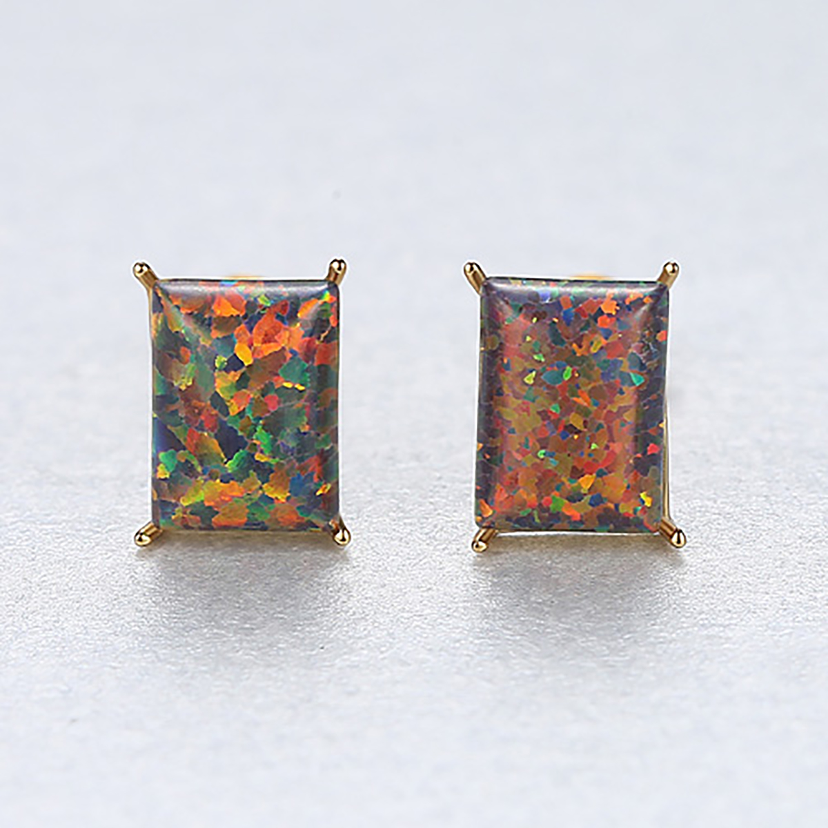 1 Pair Elegant Simple Style Square Solid Color Plating Sterling Silver Ear Studs display picture 3