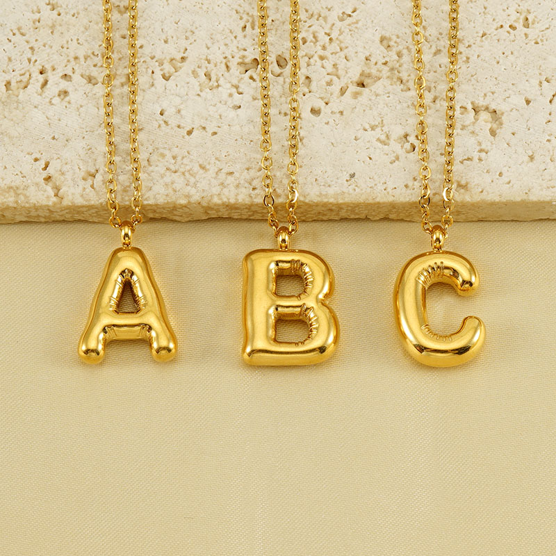 304 Stainless Steel 18K Gold Plated Casual Cute Plating Letter Titanium Steel Pendant Necklace display picture 3
