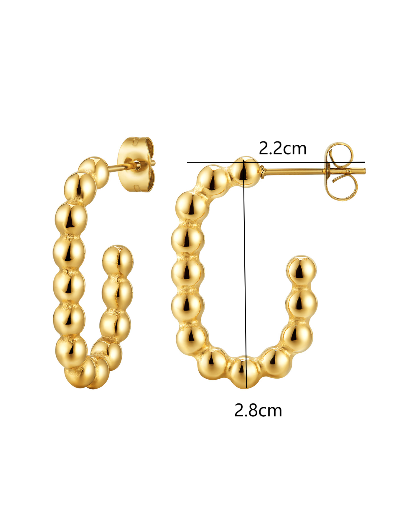 1 Piece Vintage Style Solid Color Plating 304 Stainless Steel 14K Gold Plated Hoop Earrings display picture 5