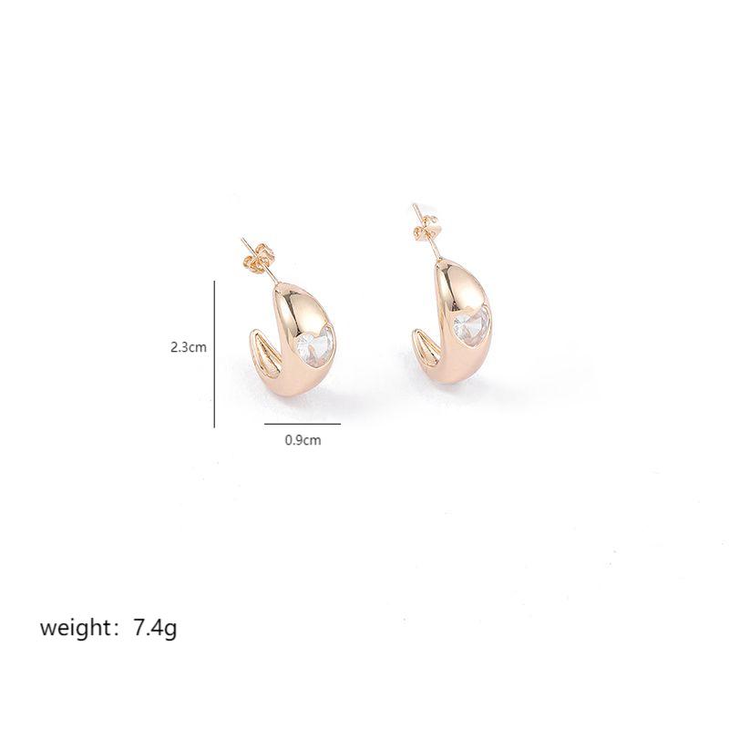 1 Pair Simple Style Classic Style Moon Plating Copper 18k Gold Plated Ear Studs display picture 5