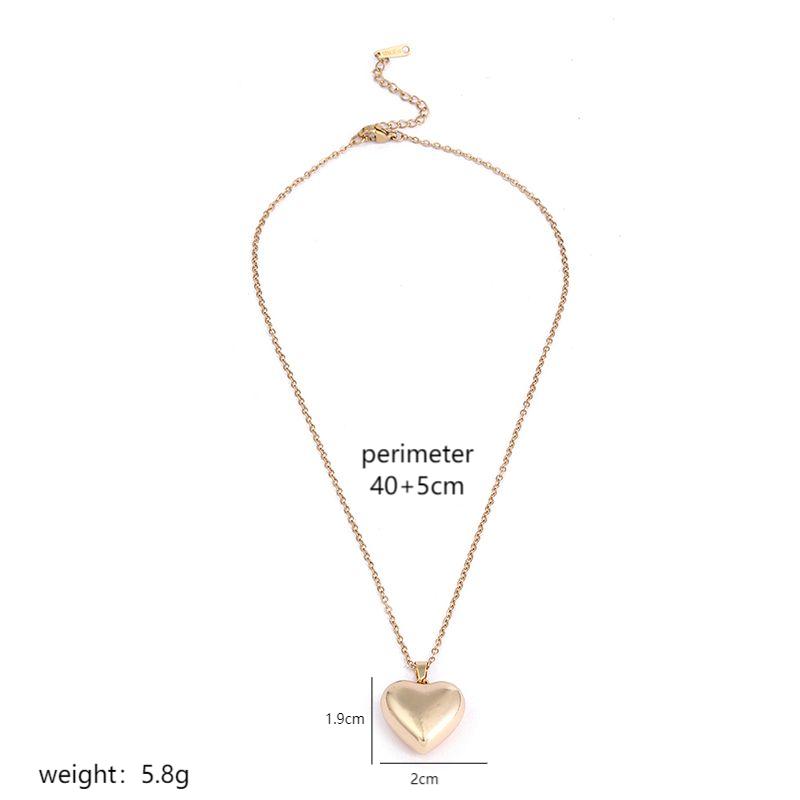 Stainless Steel 18K Gold Plated Simple Style Classic Style Polishing Plating Heart Shape Pendant Necklace display picture 2