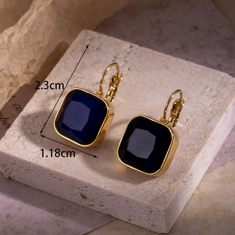 1 Pair Simple Style Geometric Color Block Plating Hollow Out Inlay Stainless Steel Zircon 18k Gold Plated Hoop Earrings display picture 4