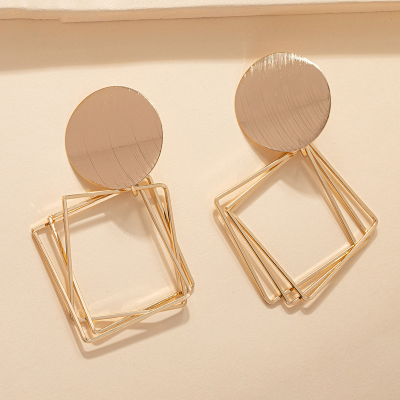 1 Pair Simple Style Classic Style Rhombus Plating Ferroalloy 14k Gold Plated Drop Earrings display picture 2