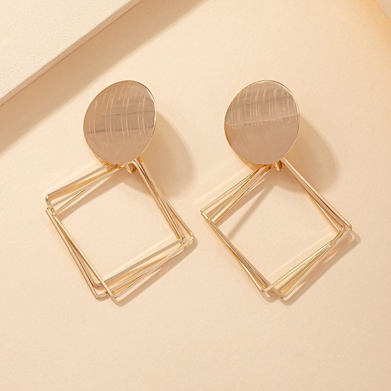 1 Pair Simple Style Classic Style Rhombus Plating Ferroalloy 14k Gold Plated Drop Earrings display picture 5