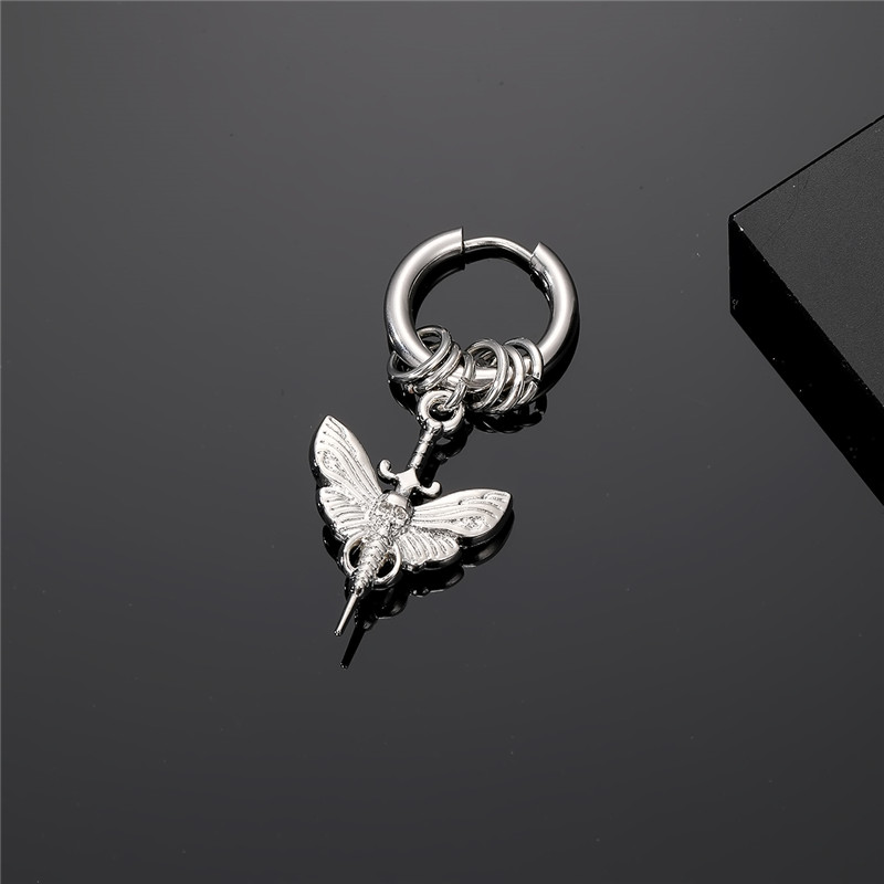 1 Piece Vintage Style Punk Streetwear Moon Spider Butterfly Stainless Steel Alloy Drop Earrings display picture 8