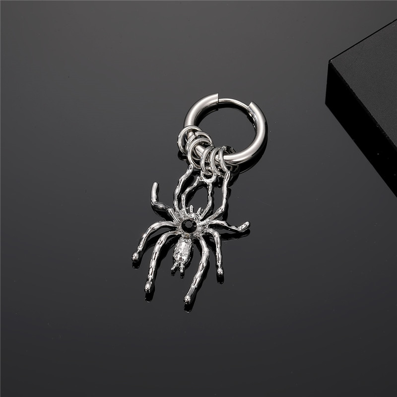 1 Piece Vintage Style Punk Streetwear Moon Spider Butterfly Stainless Steel Alloy Drop Earrings display picture 7