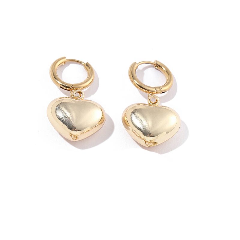 1 Pair Classic Style Heart Shape Plating Stainless Steel 18K Gold Plated Earrings display picture 2