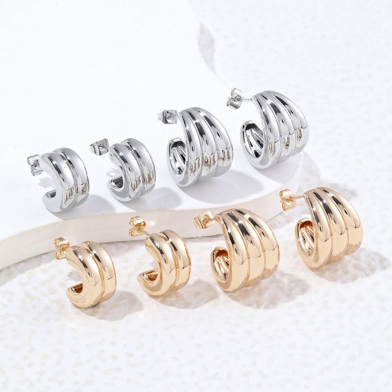 1 Pair Simple Style Semicircle Plating Copper 18k Gold Plated White Gold Plated Ear Studs display picture 3