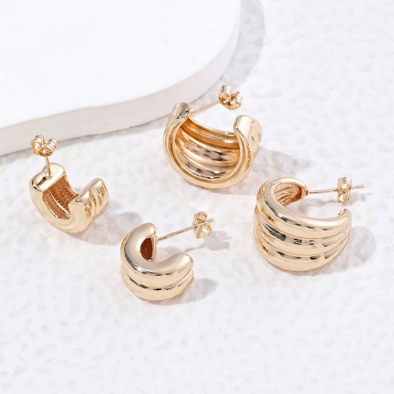 1 Pair Simple Style Semicircle Plating Copper 18k Gold Plated White Gold Plated Ear Studs display picture 4