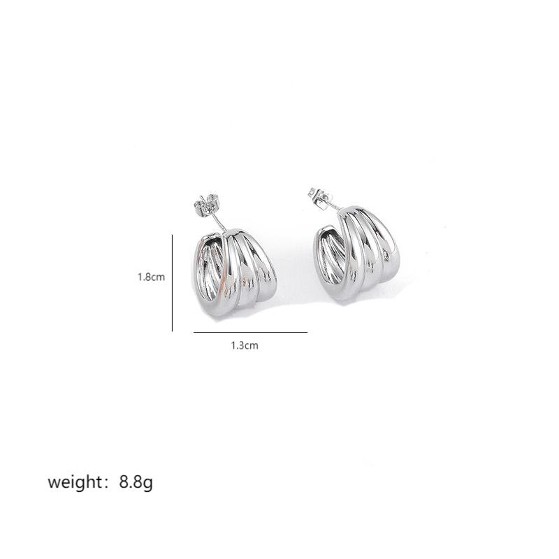 1 Paire Style Simple Demi-cercle Placage Le Cuivre Plaqué Or 18k Or Blanc Plaqué Boucles D'oreilles display picture 1