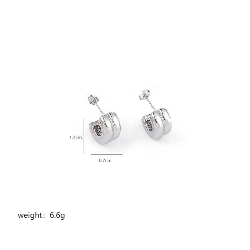 1 Pair Simple Style Semicircle Plating Copper 18k Gold Plated White Gold Plated Ear Studs display picture 2