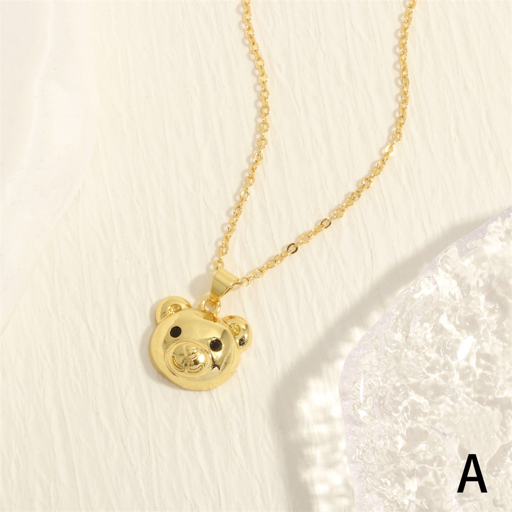 Simple Style Little Bear Copper 18k Gold Plated Pendant Necklace In Bulk display picture 6