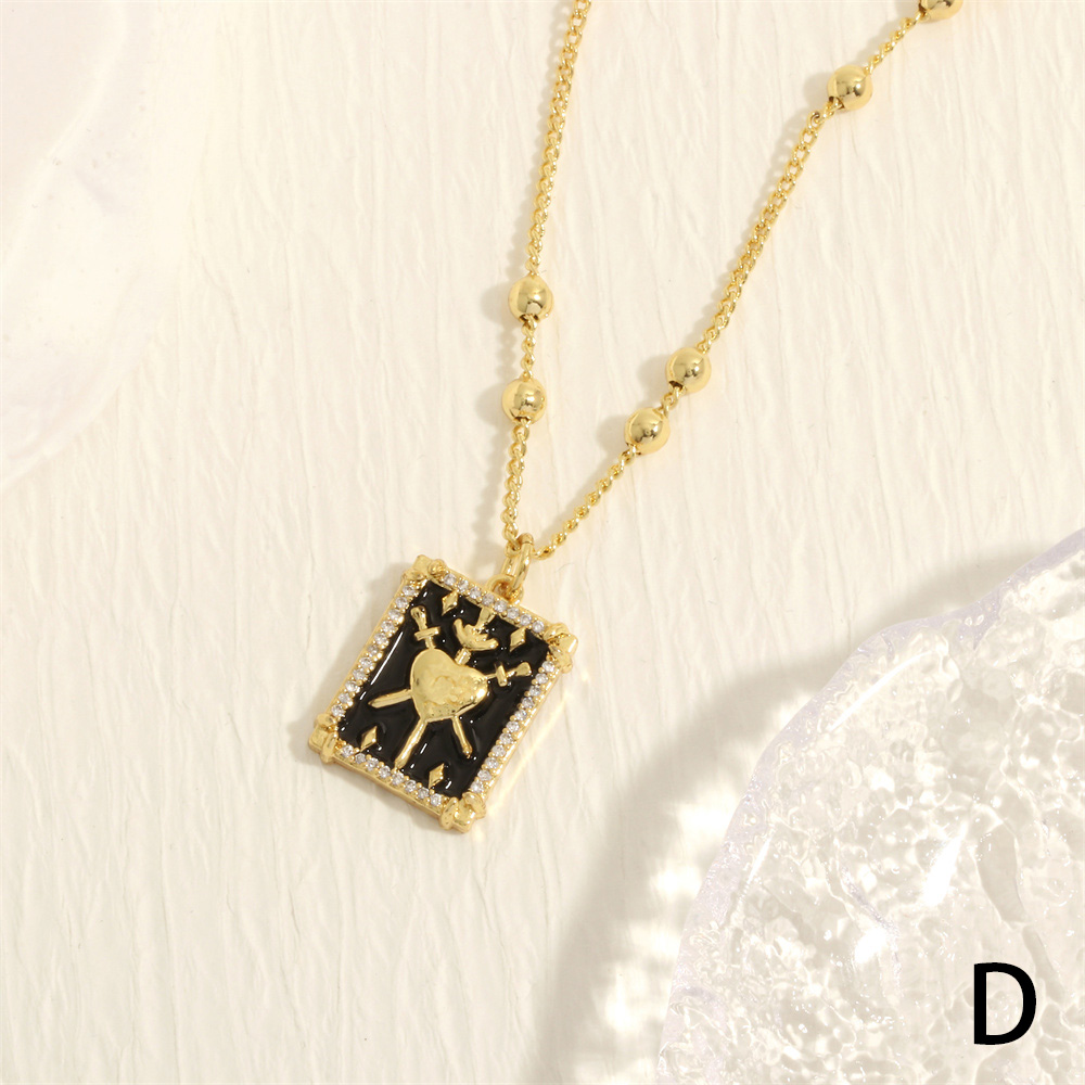 Einfacher Stil Herzform Kupfer Emaille Überzug Inlay Zirkon 18 Karat Vergoldet Halskette Mit Anhänger display picture 8