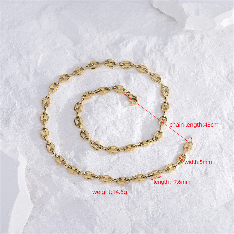 Titanium Steel 18K Gold Plated Simple Style Plating Solid Color Bracelets Necklace display picture 4