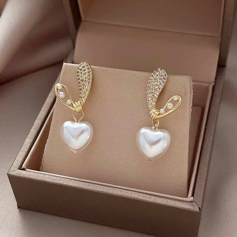 1 Paire Style Simple Lapin Cerf Placage Incruster Strass Strass Plaqué Or 14k Boucles D'oreilles display picture 5