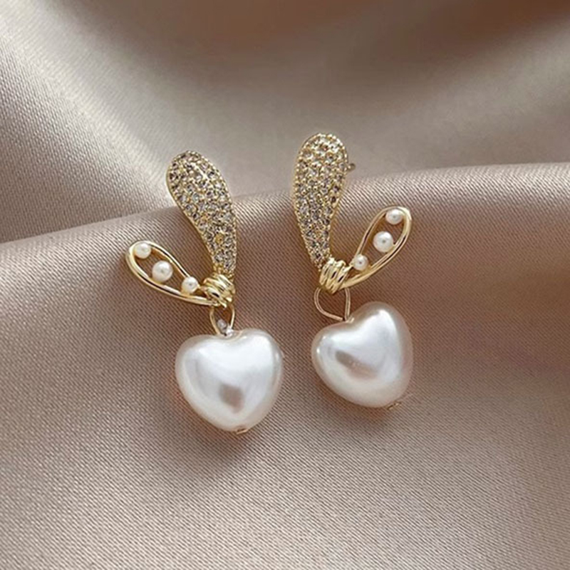 1 Paire Style Simple Lapin Cerf Placage Incruster Strass Strass Plaqué Or 14k Boucles D'oreilles display picture 6