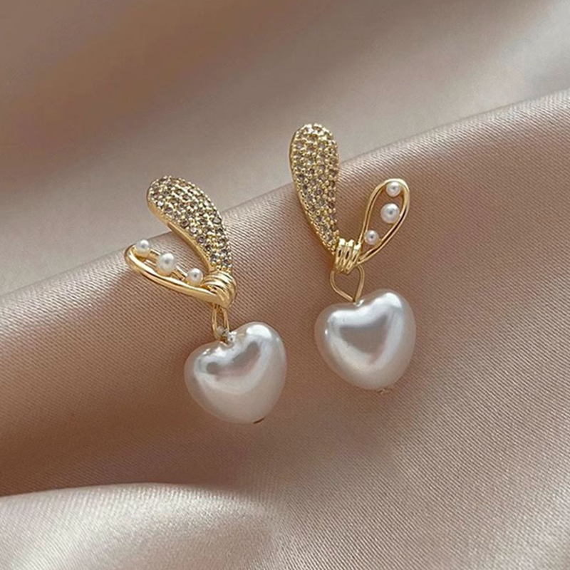 1 Paire Style Simple Lapin Cerf Placage Incruster Strass Strass Plaqué Or 14k Boucles D'oreilles display picture 8