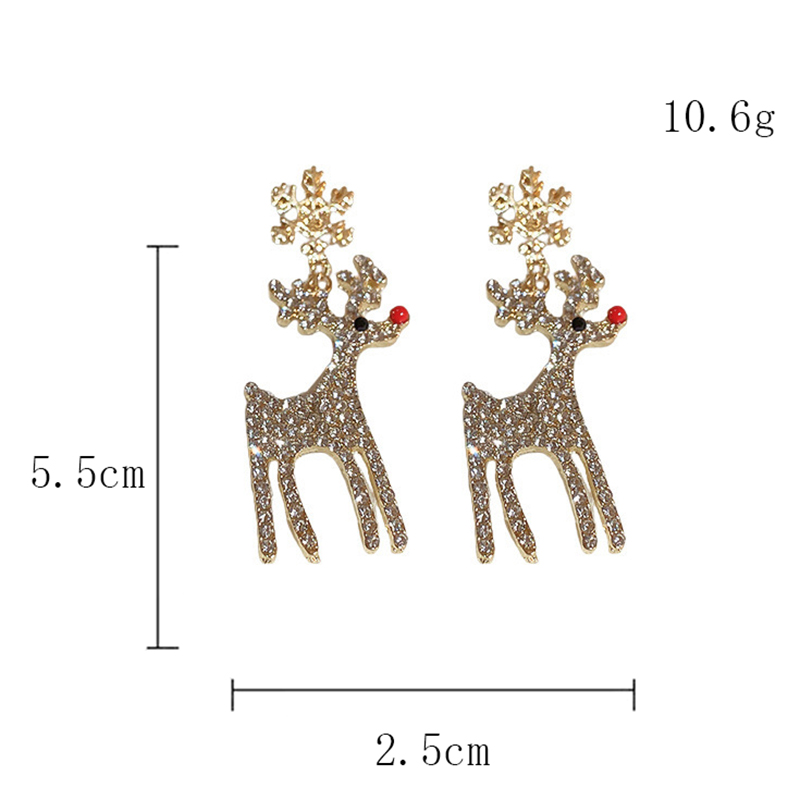 1 Paire Style Simple Lapin Cerf Placage Incruster Strass Strass Plaqué Or 14k Boucles D'oreilles display picture 39