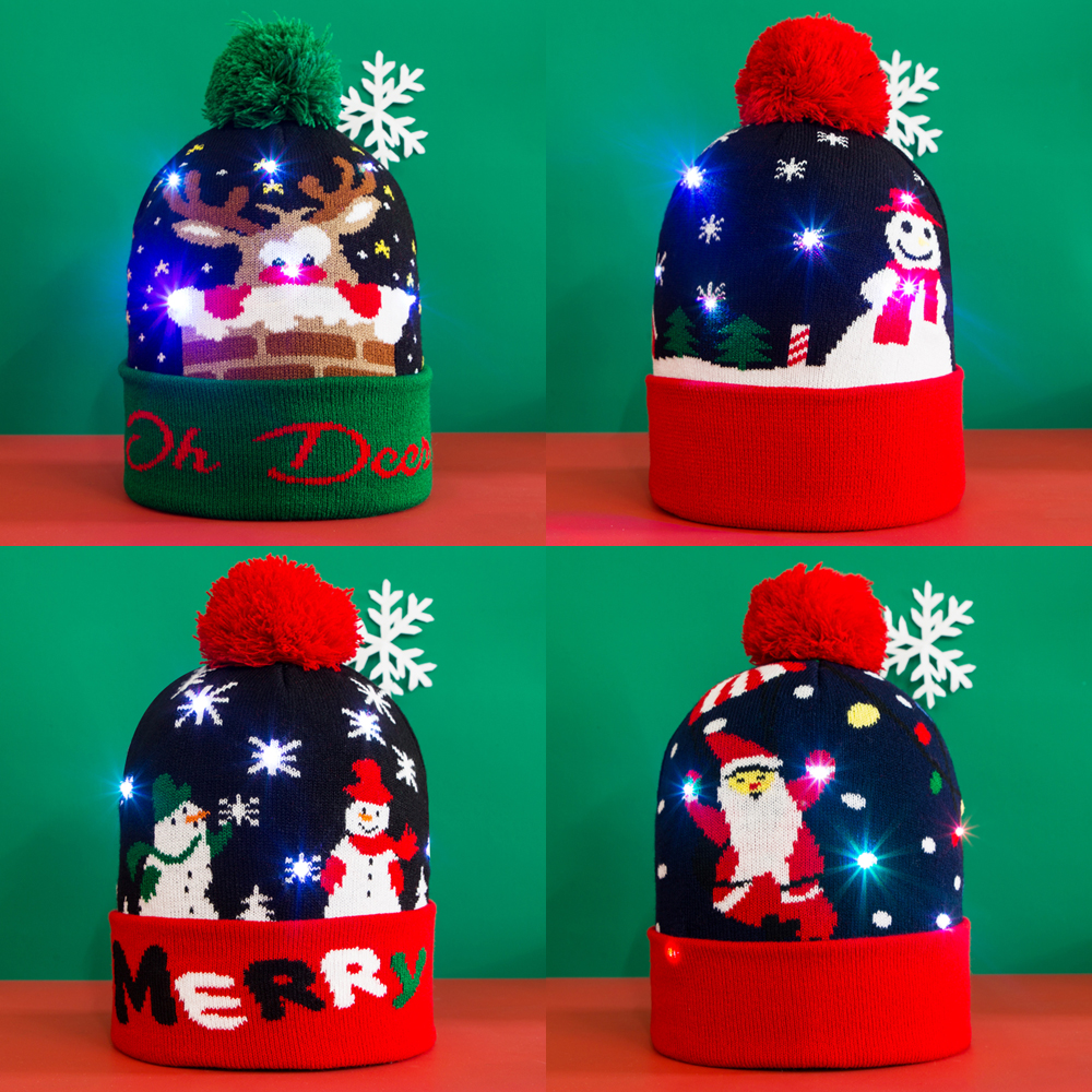 Unisex Casual Cute Santa Claus Snowman Eaveless Wool Cap display picture 1