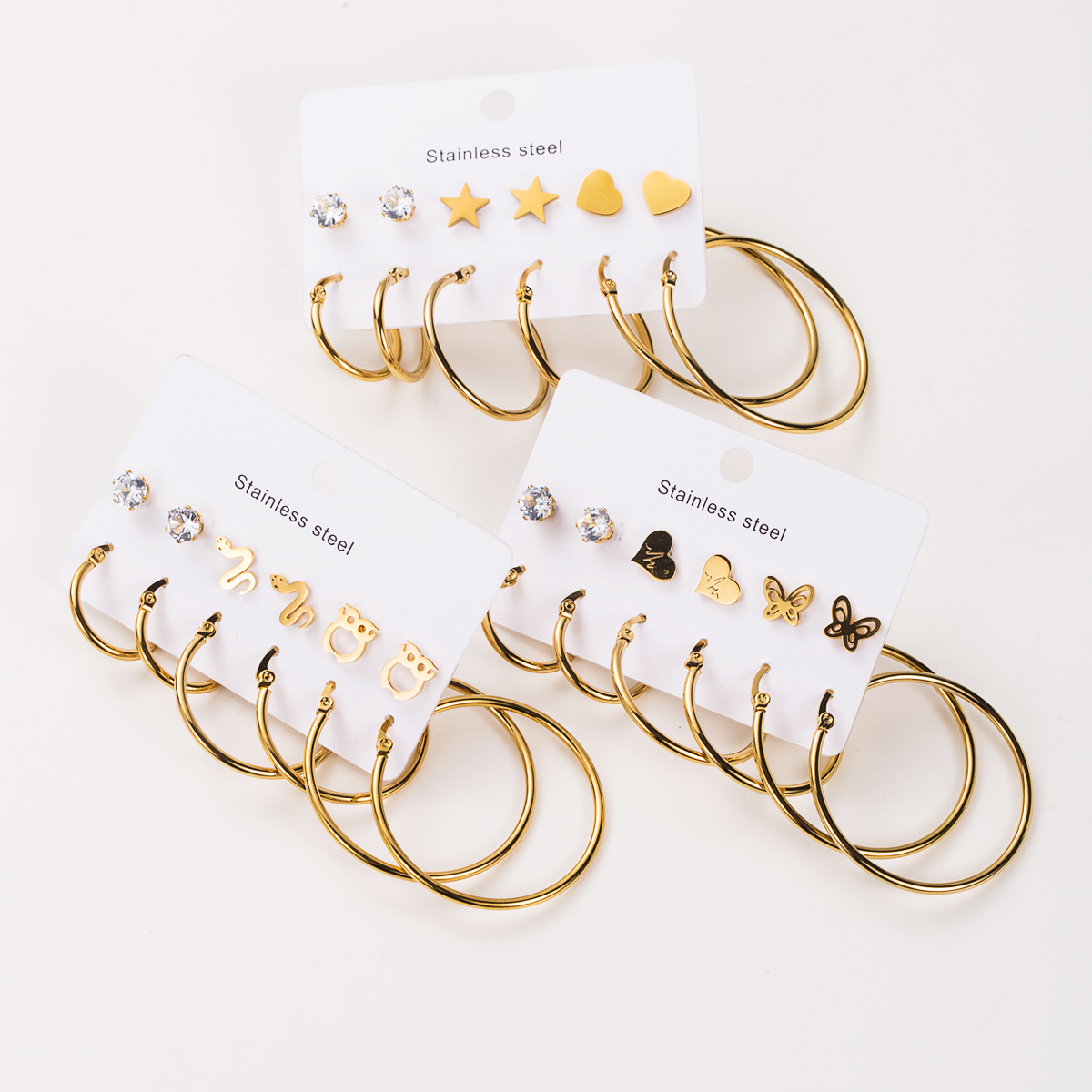 1 Set Modern Style Simple Style Solid Color Stainless Steel Earrings display picture 5