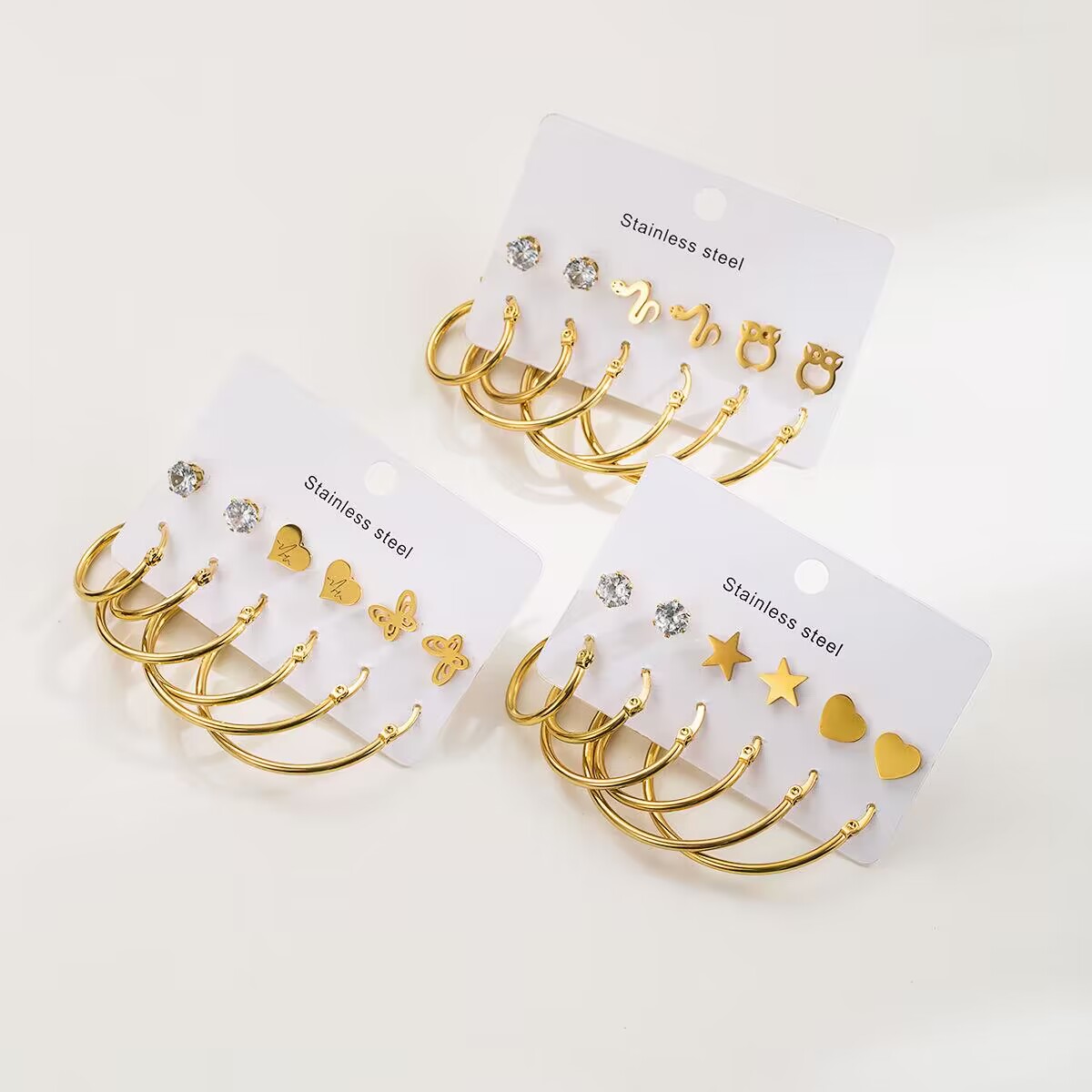 1 Set Modern Style Simple Style Solid Color Stainless Steel Earrings display picture 4
