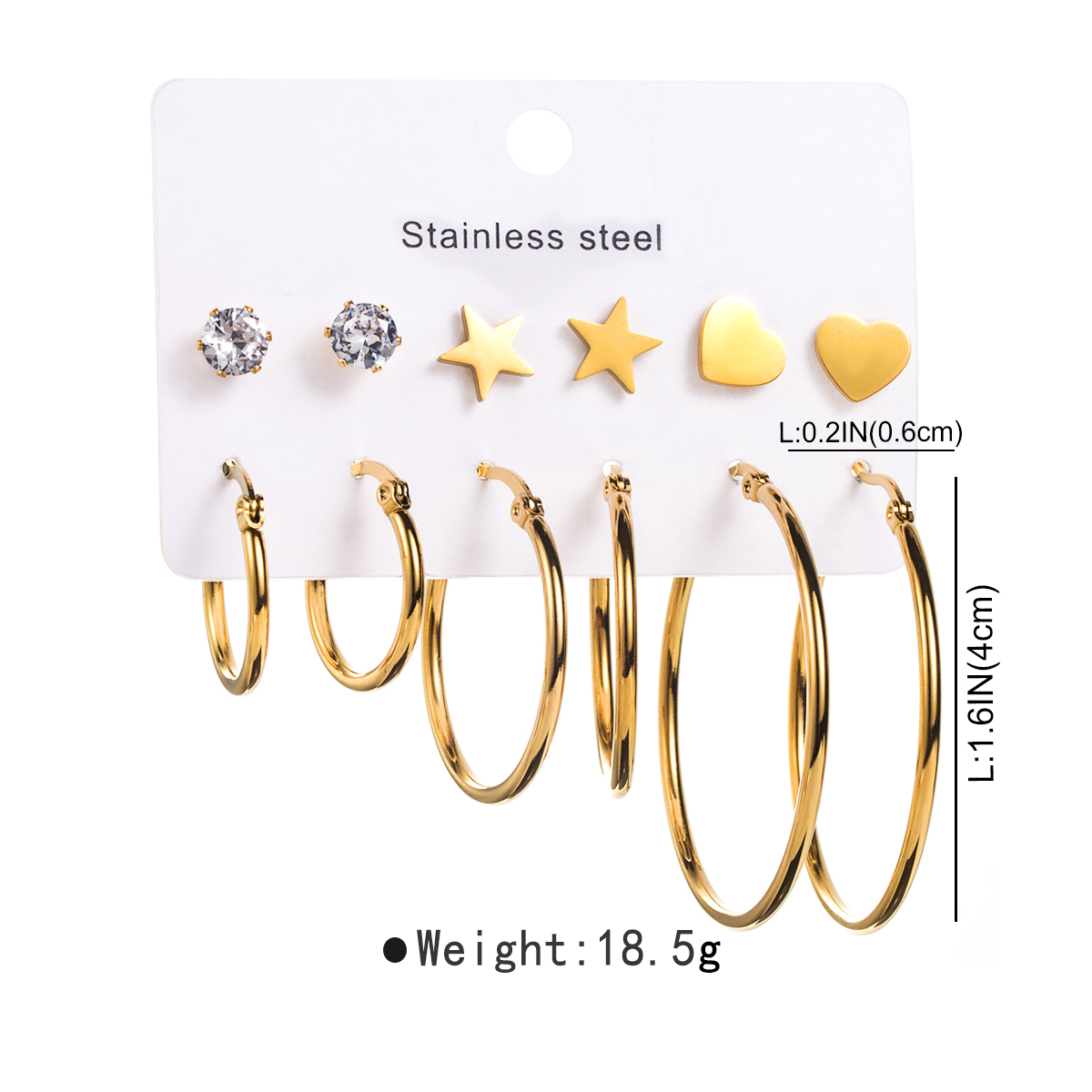 1 Set Modern Style Simple Style Solid Color Stainless Steel Earrings display picture 3