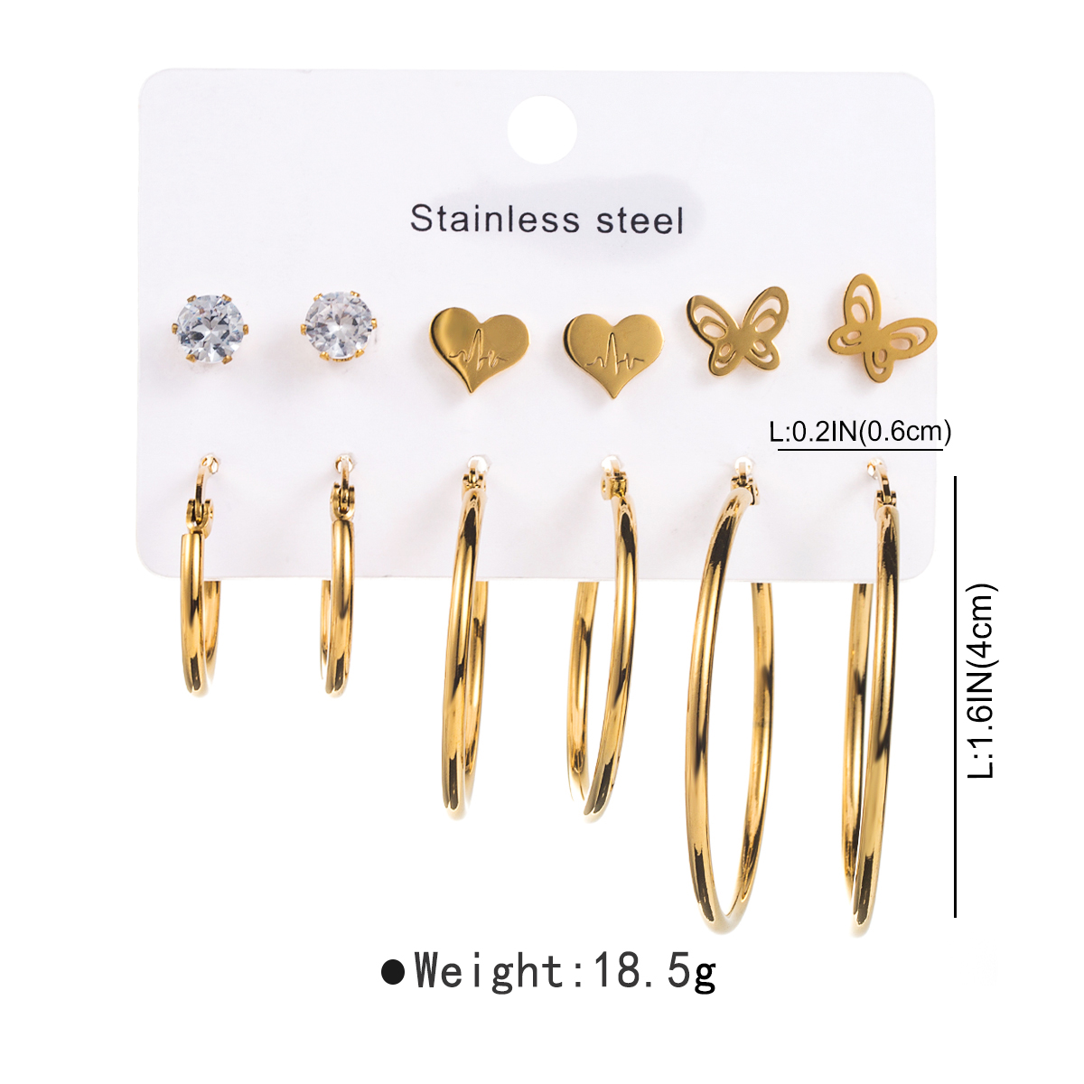 1 Set Modern Style Simple Style Solid Color Stainless Steel Earrings display picture 2