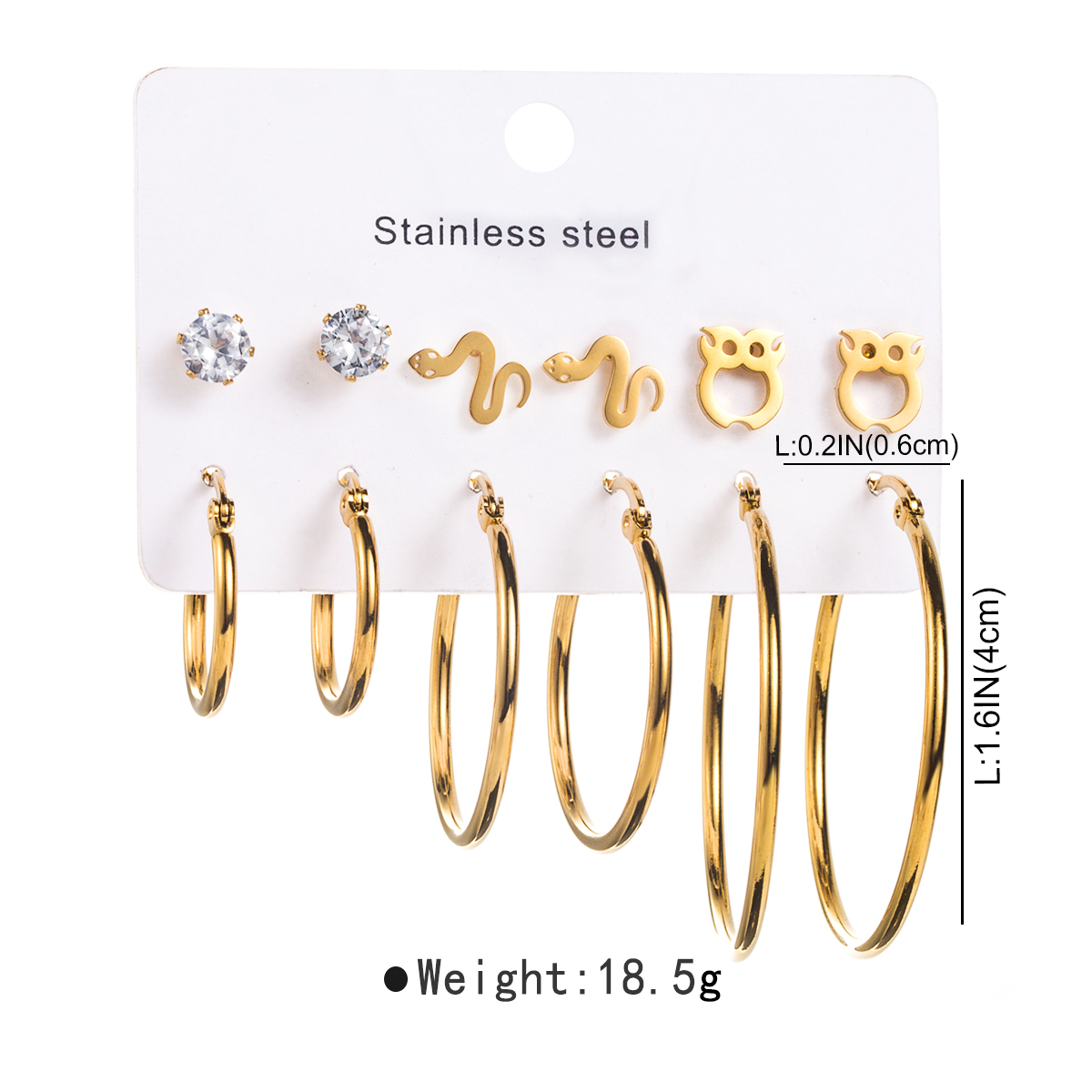 1 Set Modern Style Simple Style Solid Color Stainless Steel Earrings display picture 1