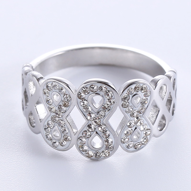 Simple Style Infinity Stainless Steel Plating Inlay Rhinestones Rose Gold Plated Rings display picture 4