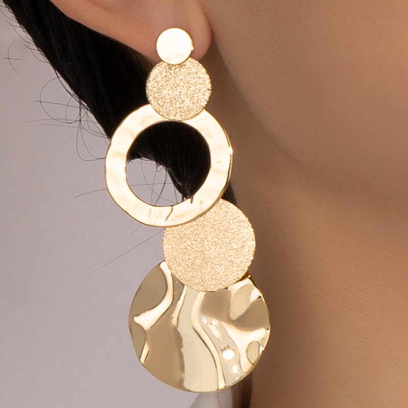 1 Pair Shiny Solid Color Plating Ferroalloy 14k Gold Plated Drop Earrings display picture 1