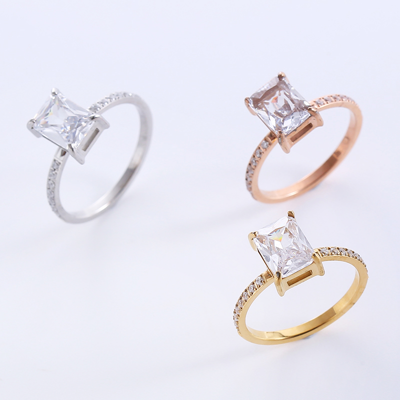 Classic Style Solid Color Stainless Steel Plating Inlay Zircon 24k Gold Plated Rose Gold Plated Rings display picture 5