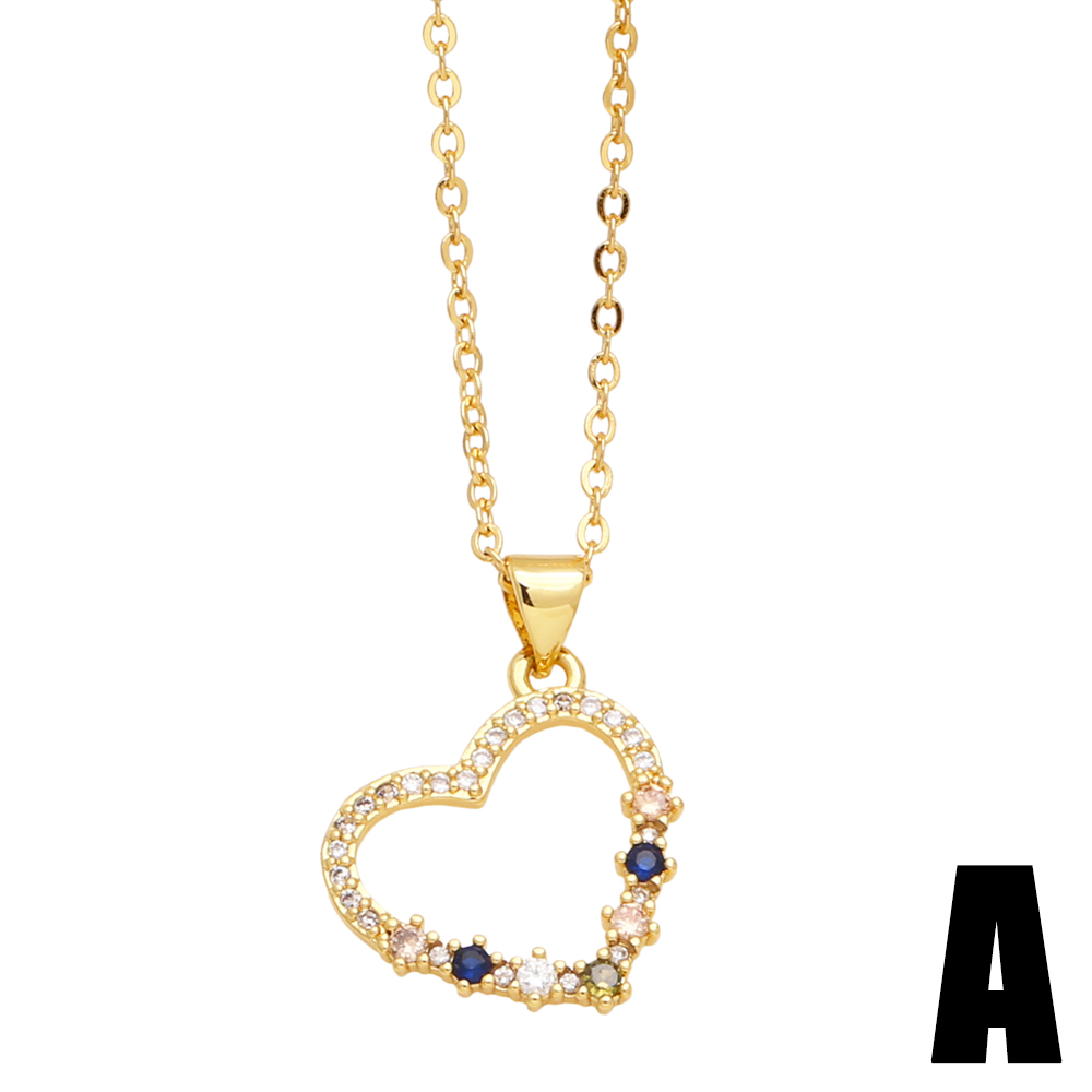 Elegant Simple Style Heart Shape Copper Plating Inlay Zircon 18k Gold Plated Pendant Necklace display picture 2