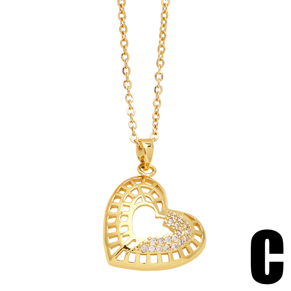 Elegant Simple Style Heart Shape Copper Plating Inlay Zircon 18k Gold Plated Pendant Necklace display picture 4