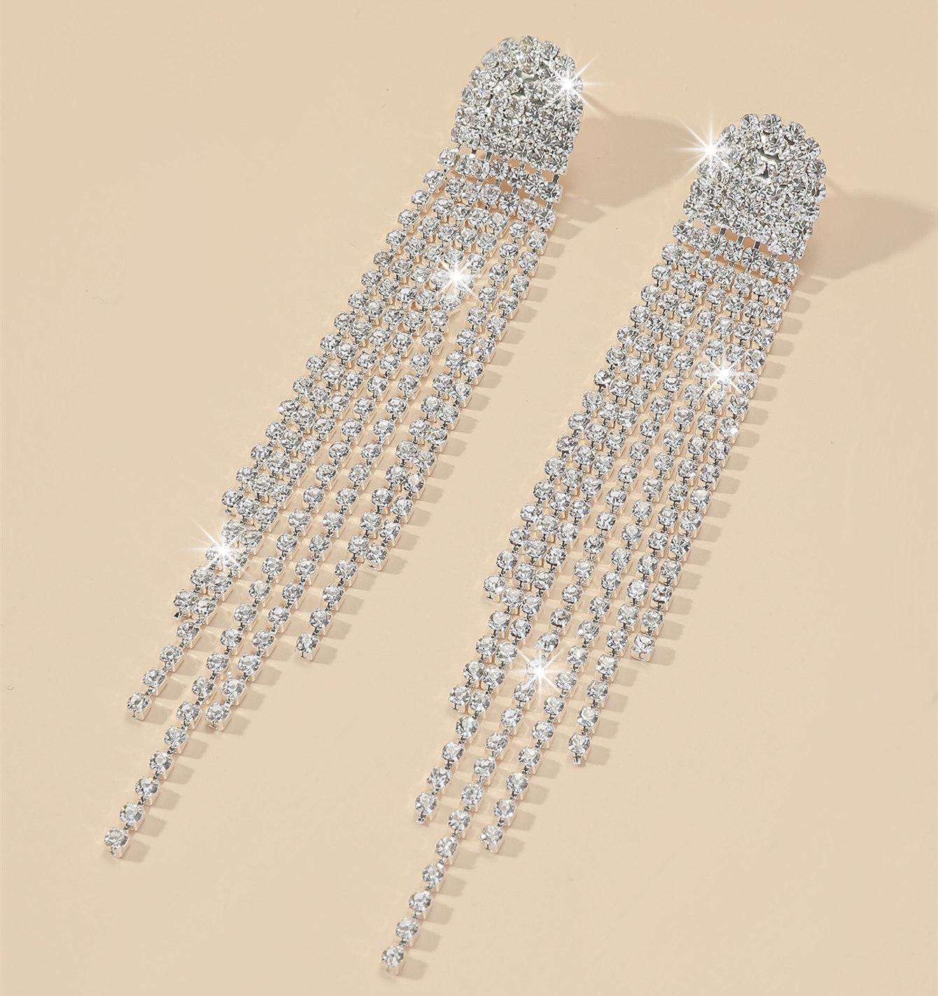 1 Pair Glam Lady Shiny Solid Color Inlay Alloy Rhinestones Silver Plated Drop Earrings display picture 3