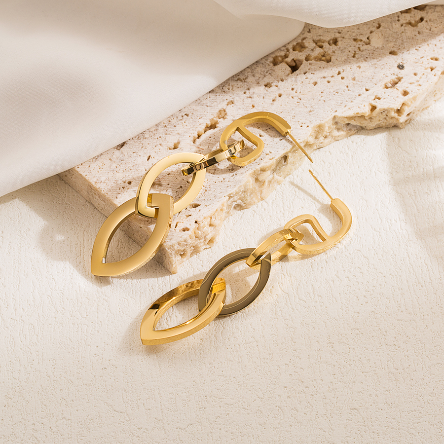 1 Pair Elegant Formal Irregular Solid Color Irregular Plating Stainless Steel 18k Gold Plated Drop Earrings display picture 1