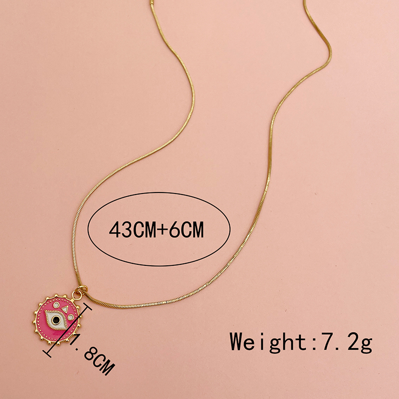 Edelstahl 304 Vergoldet Lässig Moderner Stil Süss Emaille Überzug Auge Halskette Mit Anhänger display picture 3