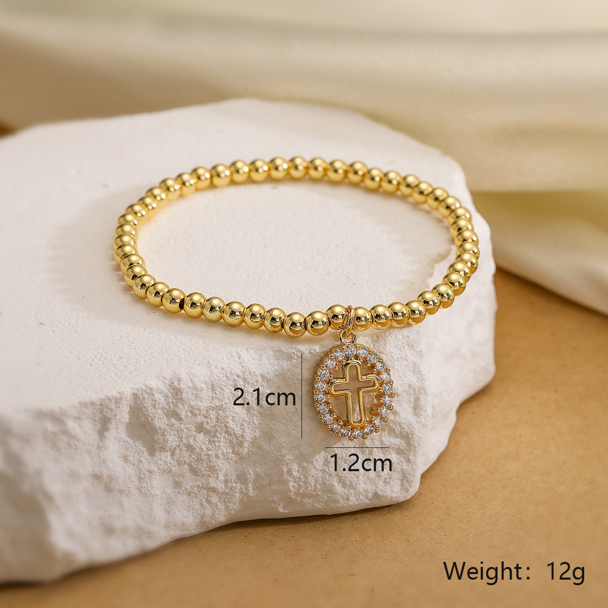 Simple Style Commute Cross Copper Plating Inlay Zircon 18k Gold Plated Bracelets display picture 1
