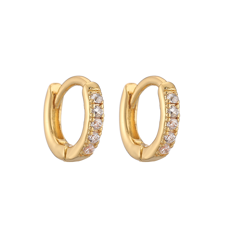 1 Pair Casual Simple Style Classic Style Round Plating Inlay Copper Zircon 18k Gold Plated Hoop Earrings display picture 7