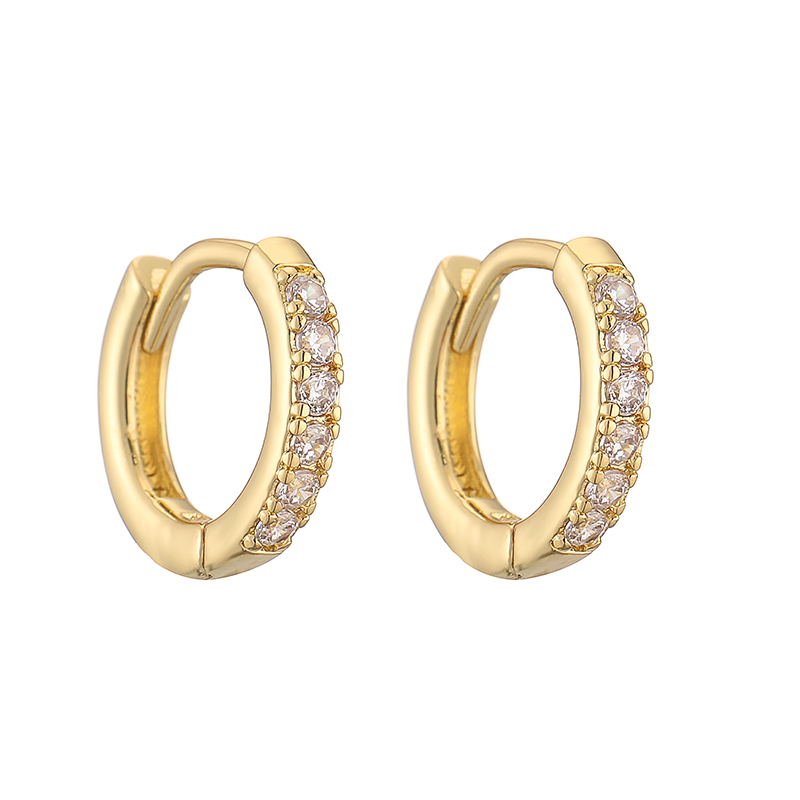 1 Pair Casual Simple Style Classic Style Round Plating Inlay Copper Zircon 18k Gold Plated Hoop Earrings display picture 9