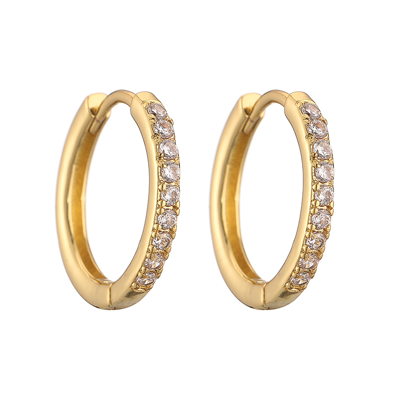 1 Pair Casual Simple Style Classic Style Round Plating Inlay Copper Zircon 18k Gold Plated Hoop Earrings display picture 10