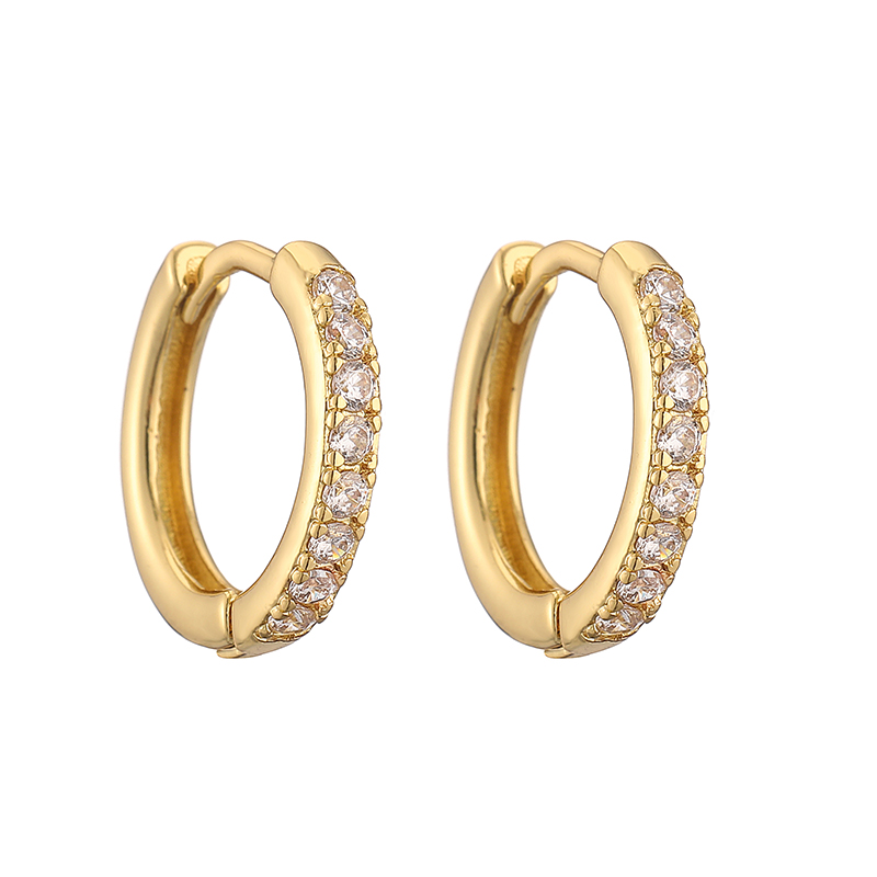 1 Pair Casual Simple Style Classic Style Round Plating Inlay Copper Zircon 18k Gold Plated Hoop Earrings display picture 8