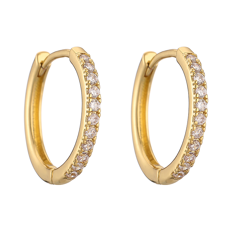 1 Pair Casual Simple Style Classic Style Round Plating Inlay Copper Zircon 18k Gold Plated Hoop Earrings display picture 11