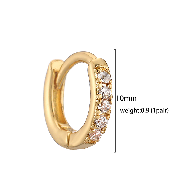 1 Pair Casual Simple Style Classic Style Round Plating Inlay Copper Zircon 18k Gold Plated Hoop Earrings display picture 12