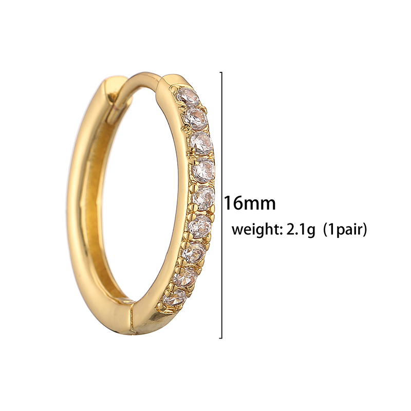 1 Pair Casual Simple Style Classic Style Round Plating Inlay Copper Zircon 18k Gold Plated Hoop Earrings display picture 15