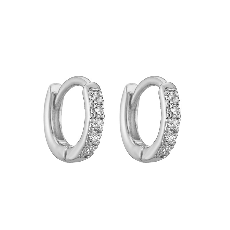1 Pair Casual Simple Style Classic Style Round Plating Inlay Copper Zircon 18k Gold Plated Hoop Earrings display picture 1