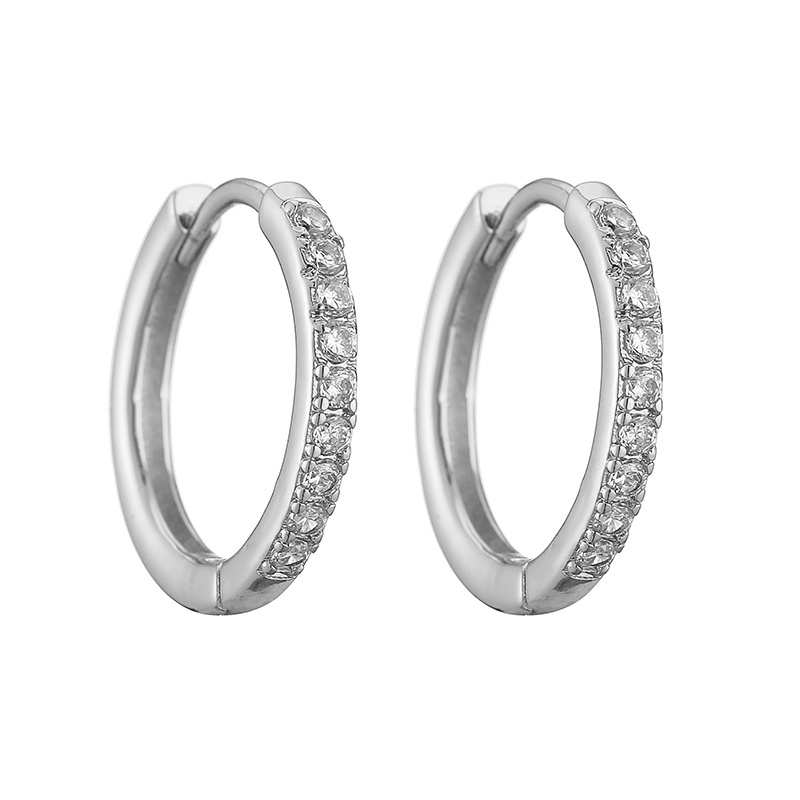 1 Pair Casual Simple Style Classic Style Round Plating Inlay Copper Zircon 18k Gold Plated Hoop Earrings display picture 5