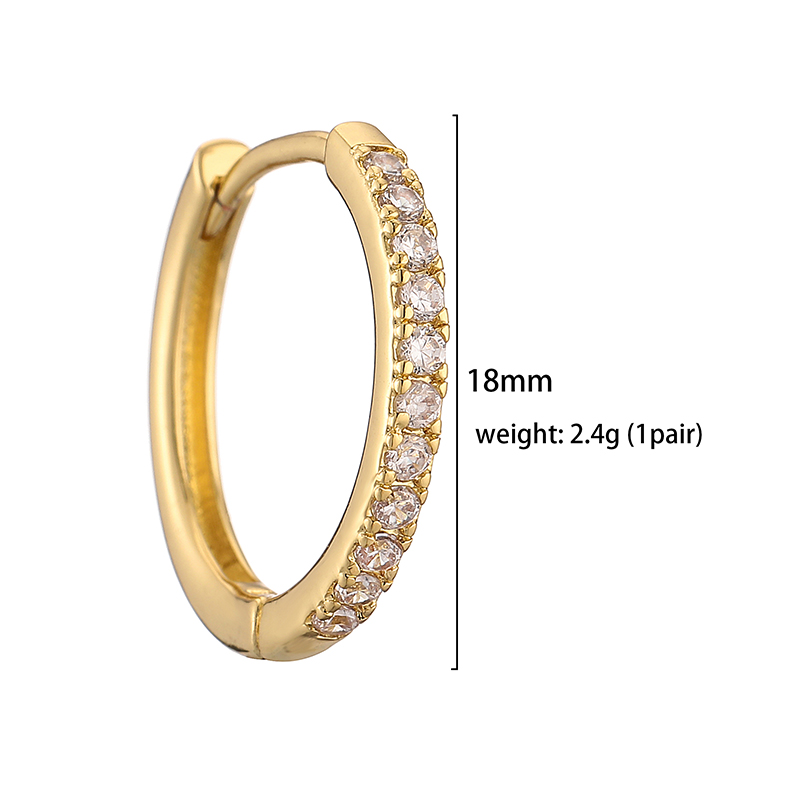 1 Paire Décontractée Style Simple Style Classique Rond Placage Incruster Le Cuivre Zircon Plaqué Or 18k Boucles D'oreilles Cerceau display picture 16