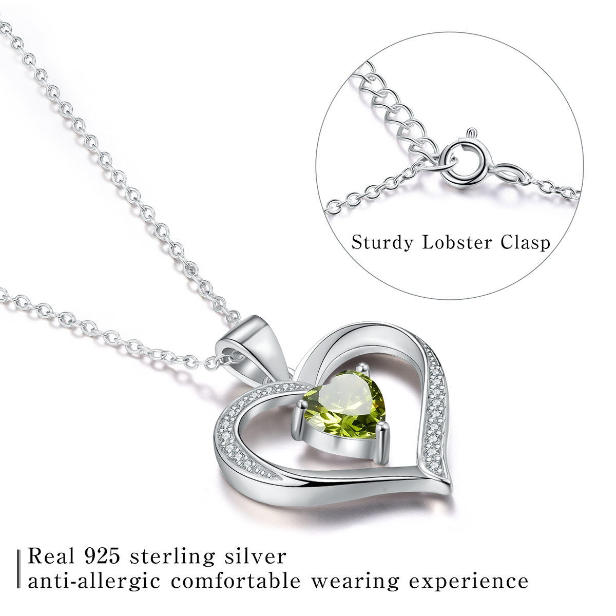 Elegant Heart Shape Sterling Silver Plating Inlay Zircon Pendant Necklace display picture 5