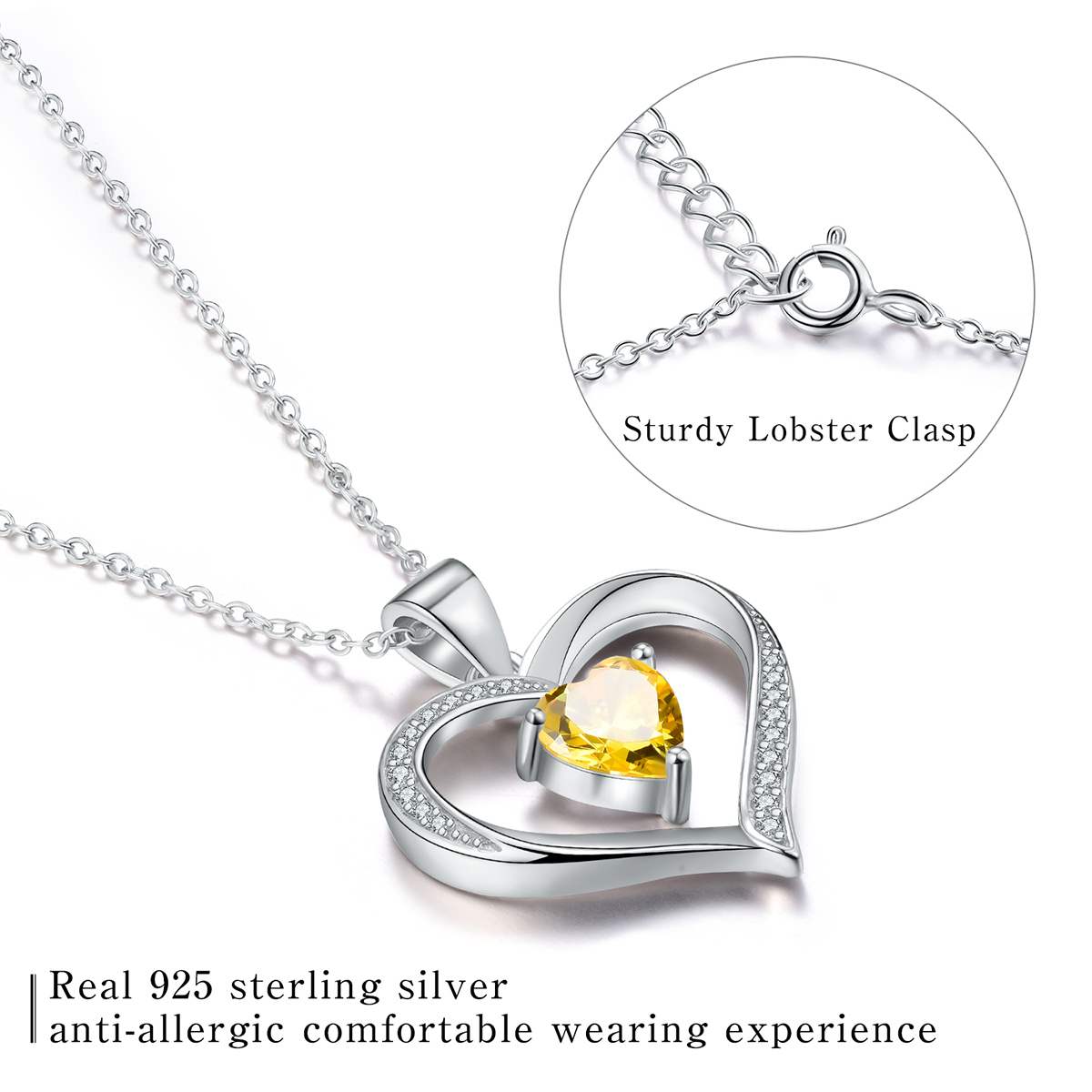 Elegant Heart Shape Sterling Silver Plating Inlay Zircon Pendant Necklace display picture 2