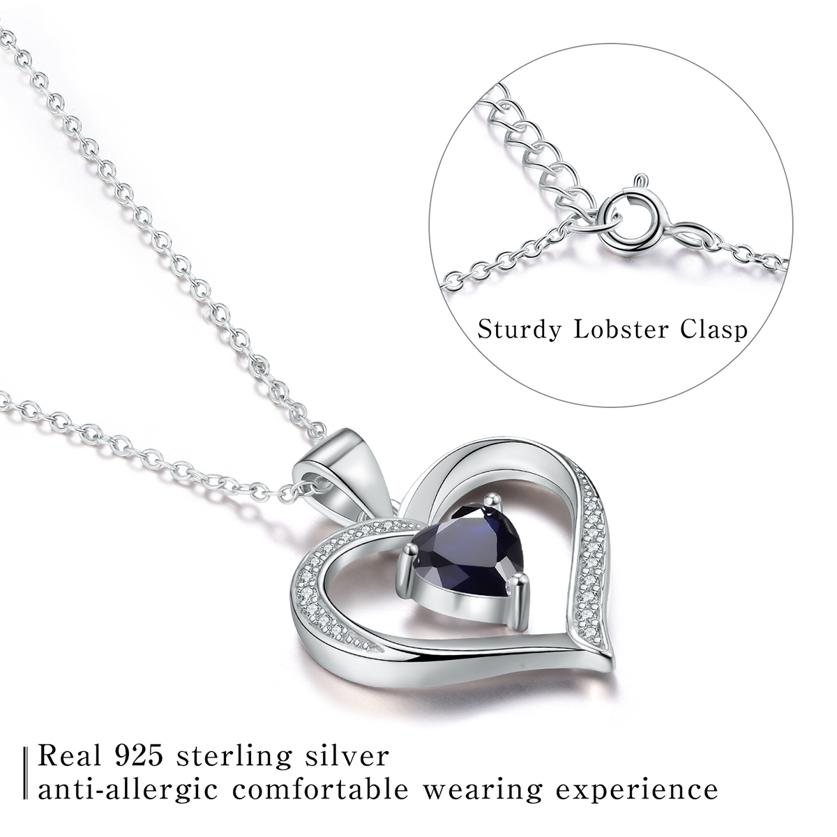 Elegant Heart Shape Sterling Silver Plating Inlay Zircon Pendant Necklace display picture 6